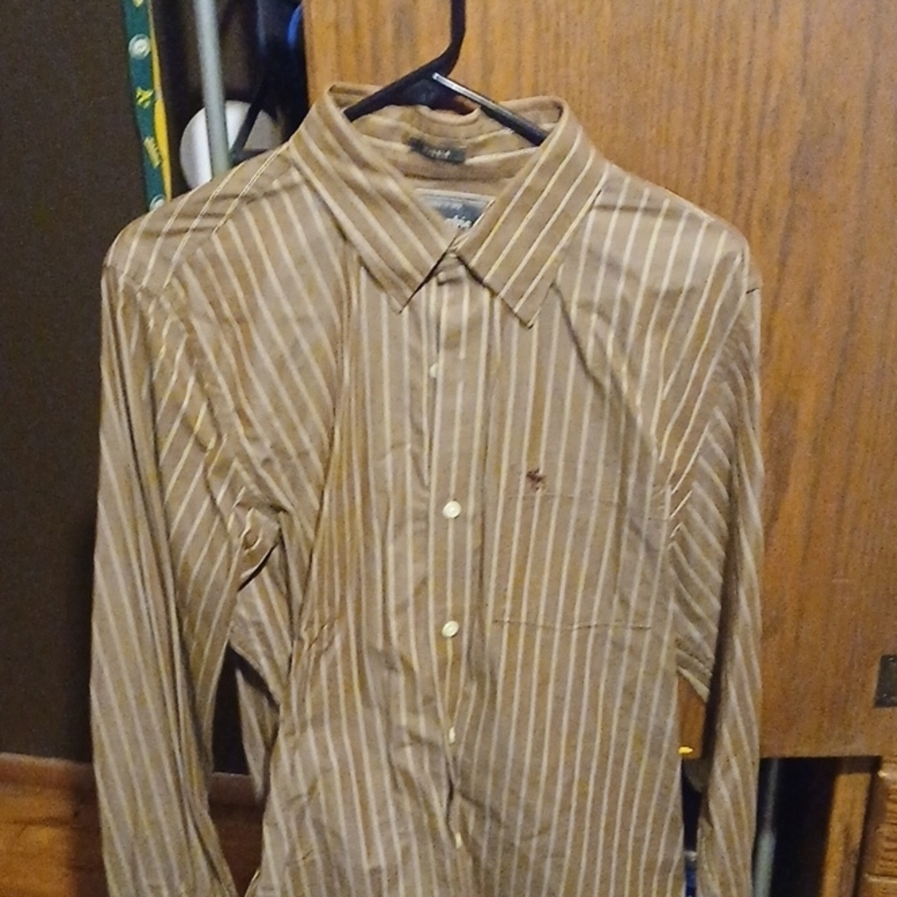Abercrombie & Fitch Tan Striped Button Down Shirt